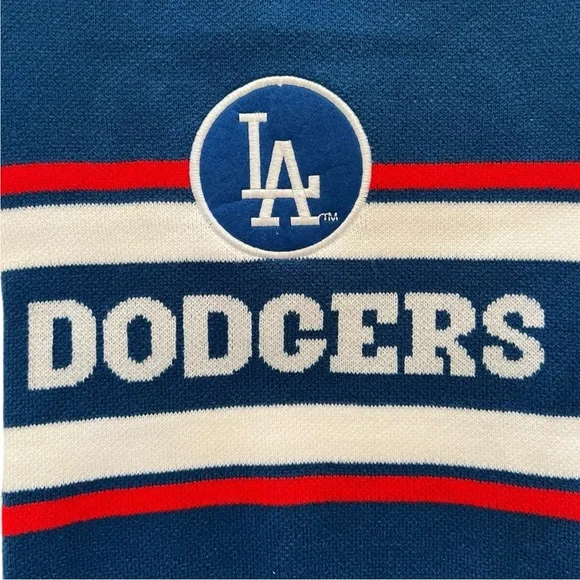 MLB Los Angeles Dodgers Dog Pet Knit Sweater Blue White Red Size Large - Picture 3 of 5